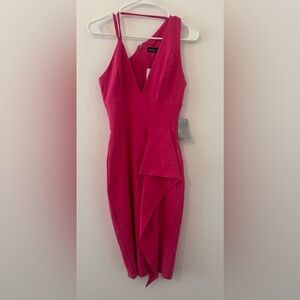 Lavish Alice Asymmetric Strappy Frill Detail Midi Ponte Dress Party NWT 4